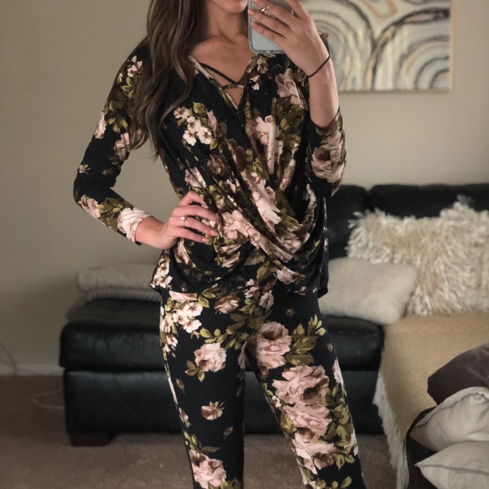 Black Floral Pant Co-Ord